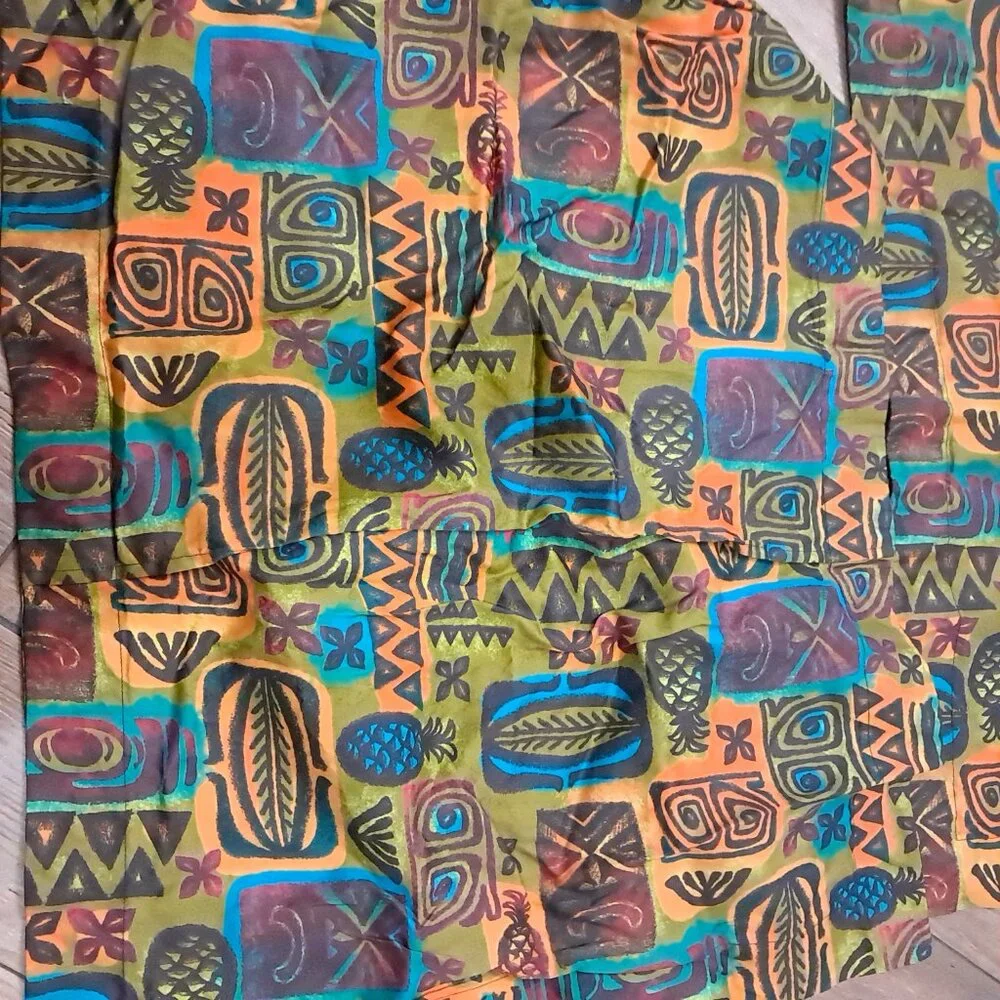 Spoonflower Set 2 Standard pillow Shams flanged tiki Polynesian green teal‎